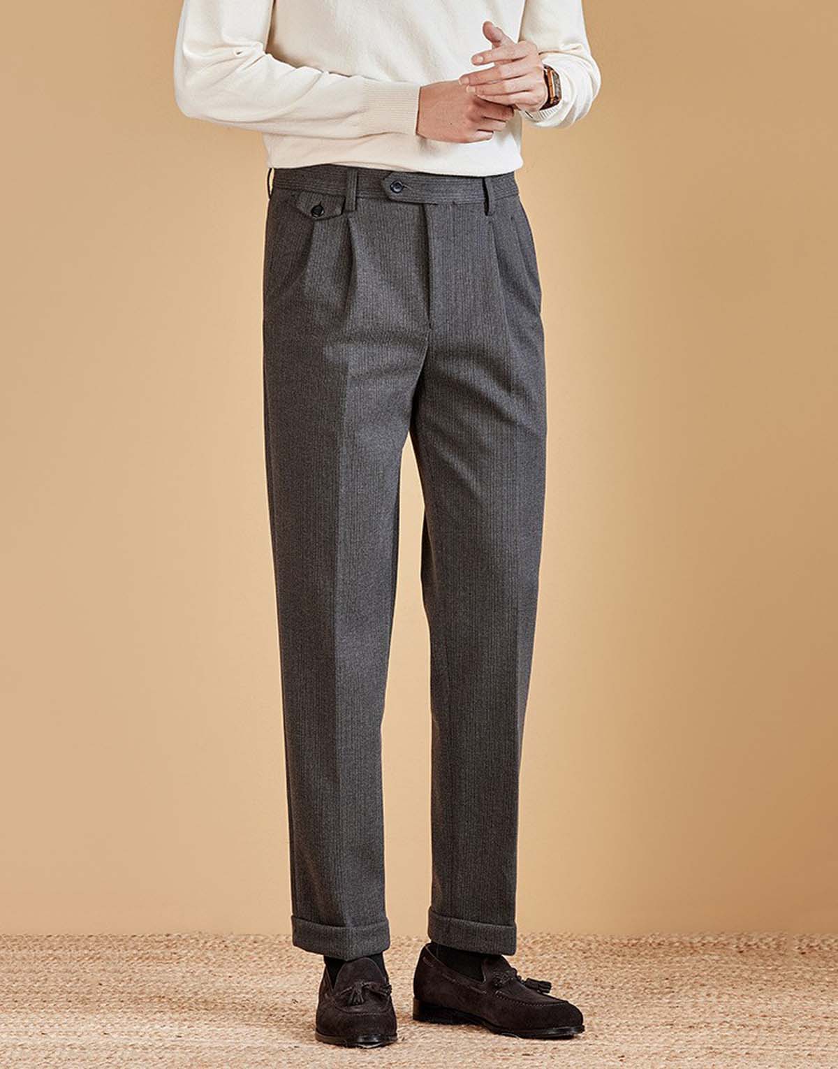 Thickened Double-Pleated Business Casual Men's Trousers-mp-8391